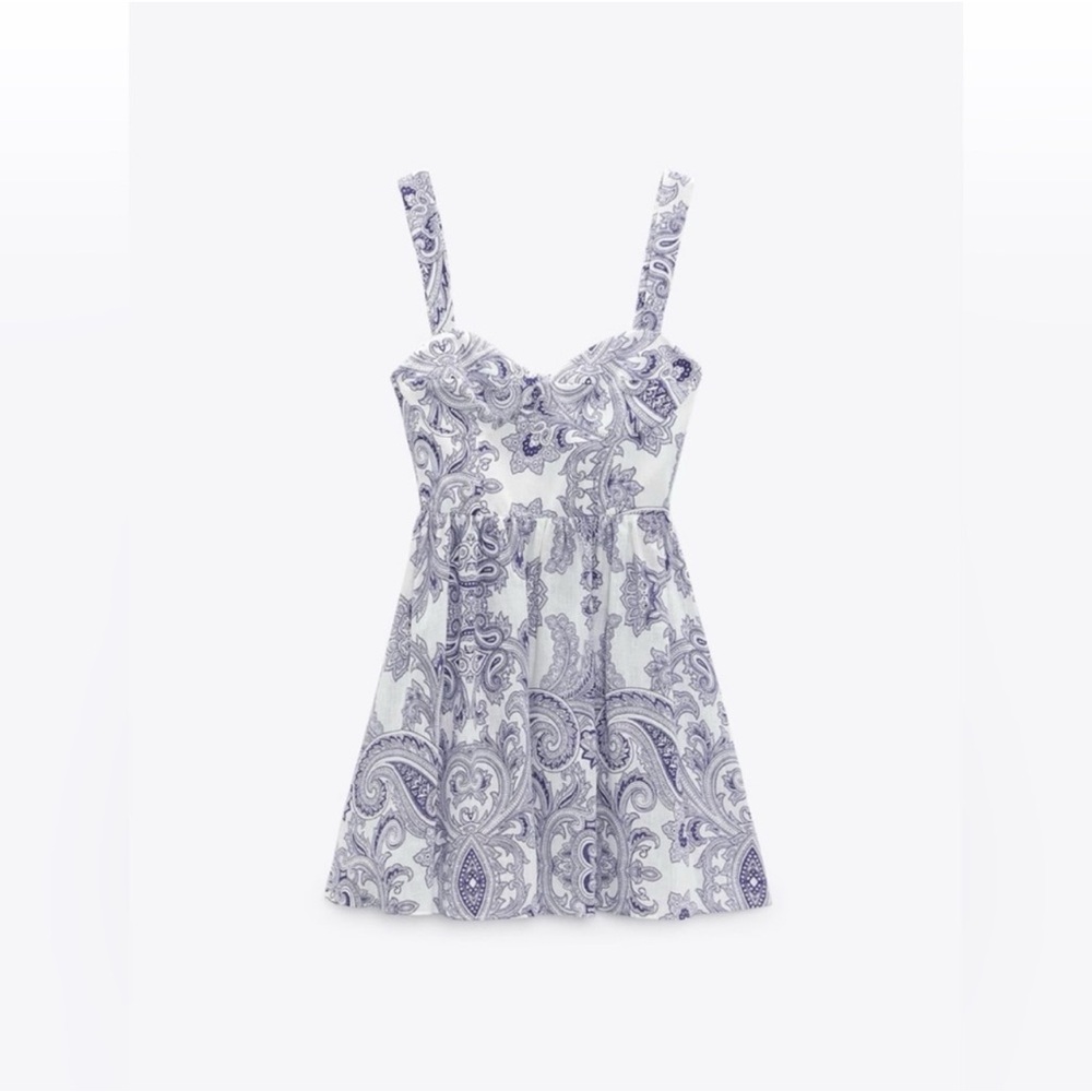 Zara White Cream Sundress Sleeveless Sweetheart Neckline